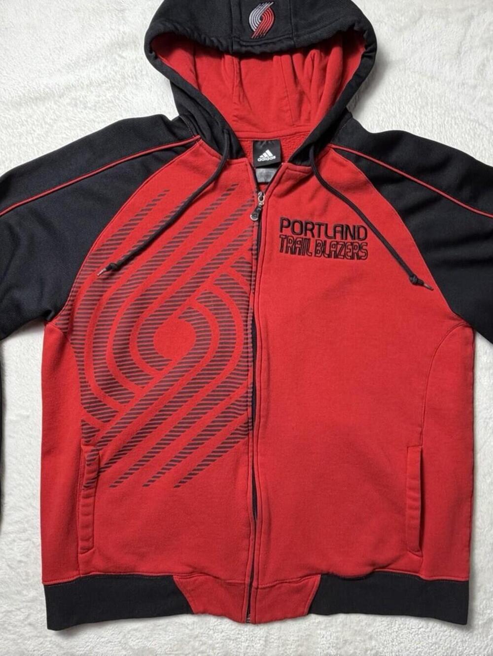 Adidas Portland Trail Blazers Full Zip Hoodie Men’s XL Red Black NBA Basketball